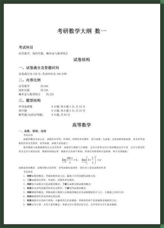 数学二考研大纲2024参考大纲 考研数学二包括哪些内容