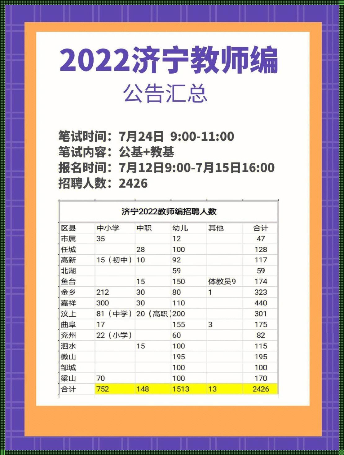 济宁教师编[济宁教师编制考试时间2022]