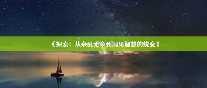 《探索：从杂乱无章到洞见智慧的蜕变》